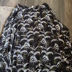 Black leaf print, flowy, sexy overlay skirt
